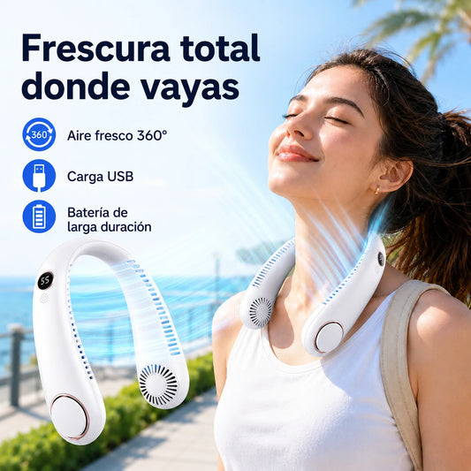 💨 Ventilador de cuello con aire frío – Ultrasilencioso, portátil y con rotación de 360° – Ideal para el verano 🌞