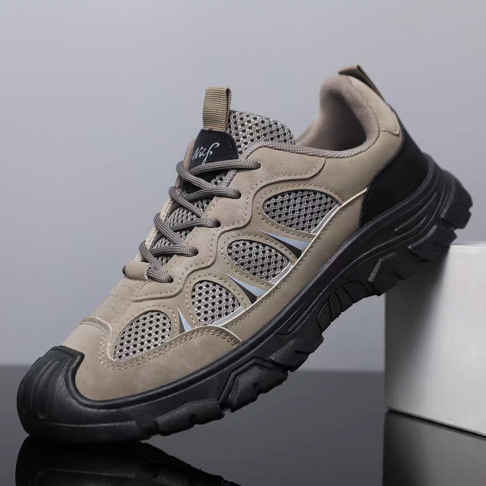 Męskie letnie sneakersy z oddychającą siateczką – sportowe buty casual z miękką podeszwą ortopedyczną, antypoślizgowe, pomagające łagodzić ból stóp