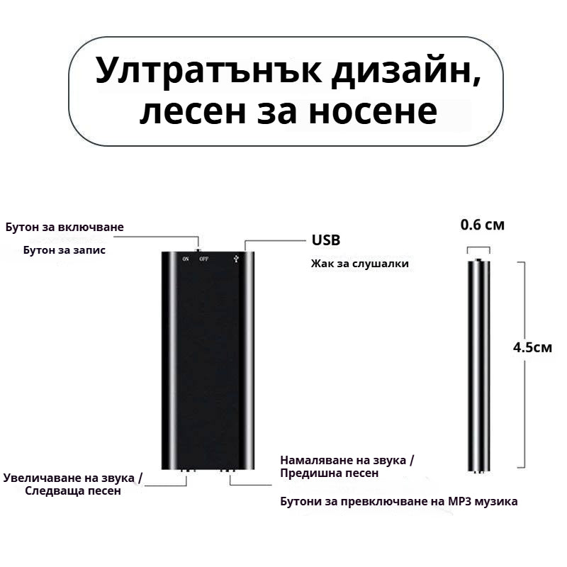 Плащане при доставка  |  Мини диктофон с интелигентно гласово активиране