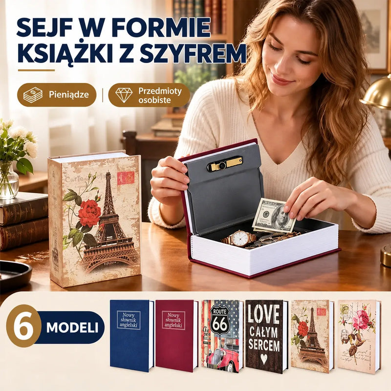 Ukryty sejf w kształcie książki – dyskretna skrytka na pieniądze i kosztowności