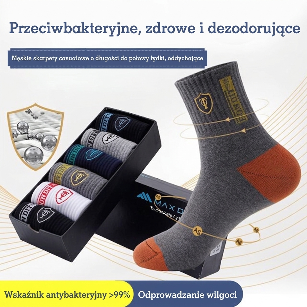 Płatność przy odbiorze【10 par】 Męskie sportowe skarpety, oddychające i odprowadzające wilgoć, zapobiegające nieprzyjemnym zapachom