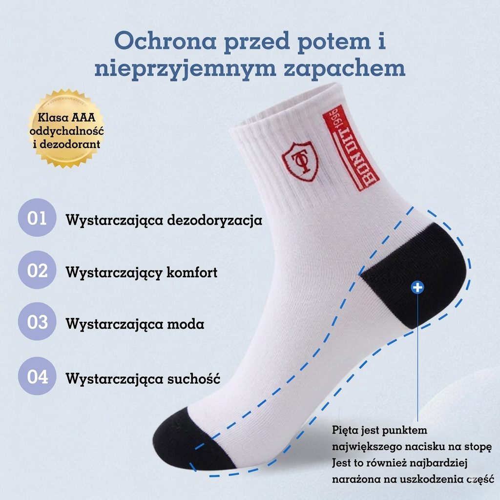 Płatność przy odbiorze【10 par】 Męskie sportowe skarpety, oddychające i odprowadzające wilgoć, zapobiegające nieprzyjemnym zapachom