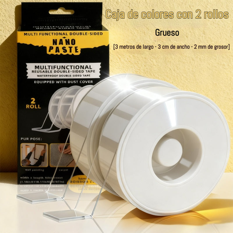 💧【2 piezas】Cinta adhesiva nano de doble cara de alta adherencia, cinta acrílica transparente, impermeable y resistente al polvo