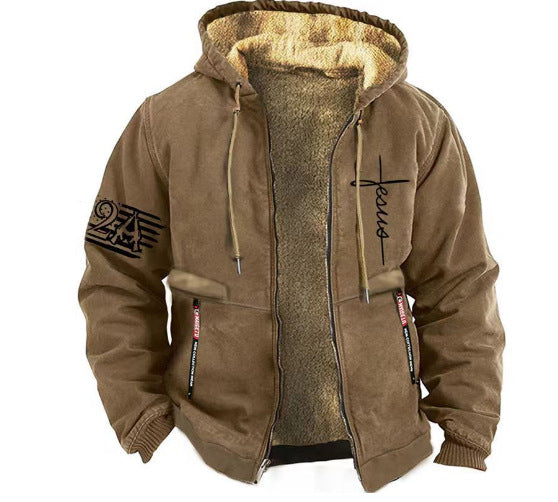 🔥🔥【S-3XL】Мъжко модно есенно-зимно удебелено кадифено ежедневно яке