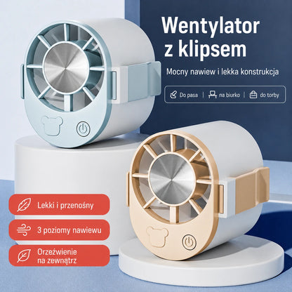 🔥【Kup 1, odbierz 1 gratis】🌀 Mini wentylator o dużej mocy, przypinany do paska.