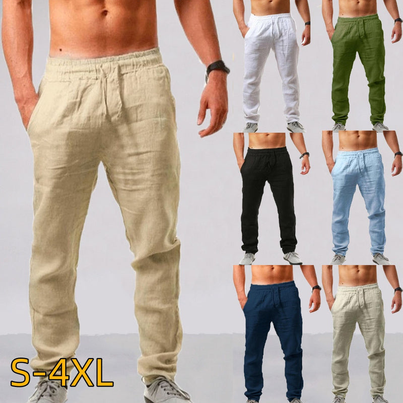 💥👖【S-4XL】 2026 nowe letnie męskie luźne, oddychające, codzienne spodnie sportowe wykonane z bawełny i lnu💨