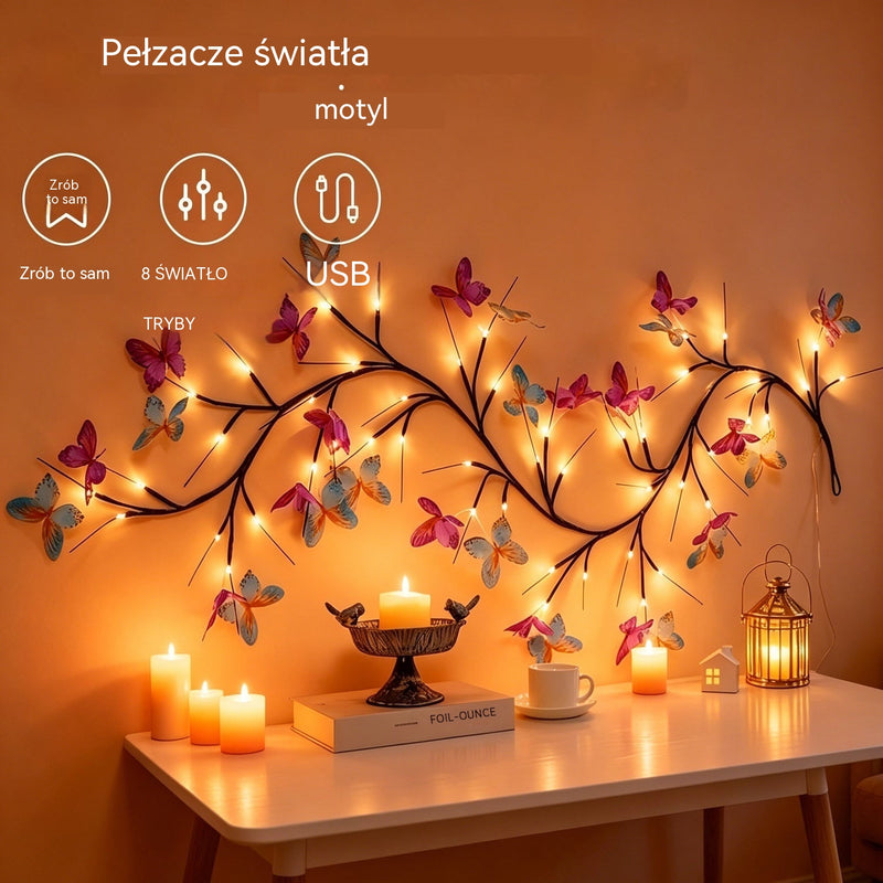 ✨ Elastyczne lampki LED w formie girlandy z motylami – udekoruj swój dom magiczną i ciepłą atmosferą 🦋💡