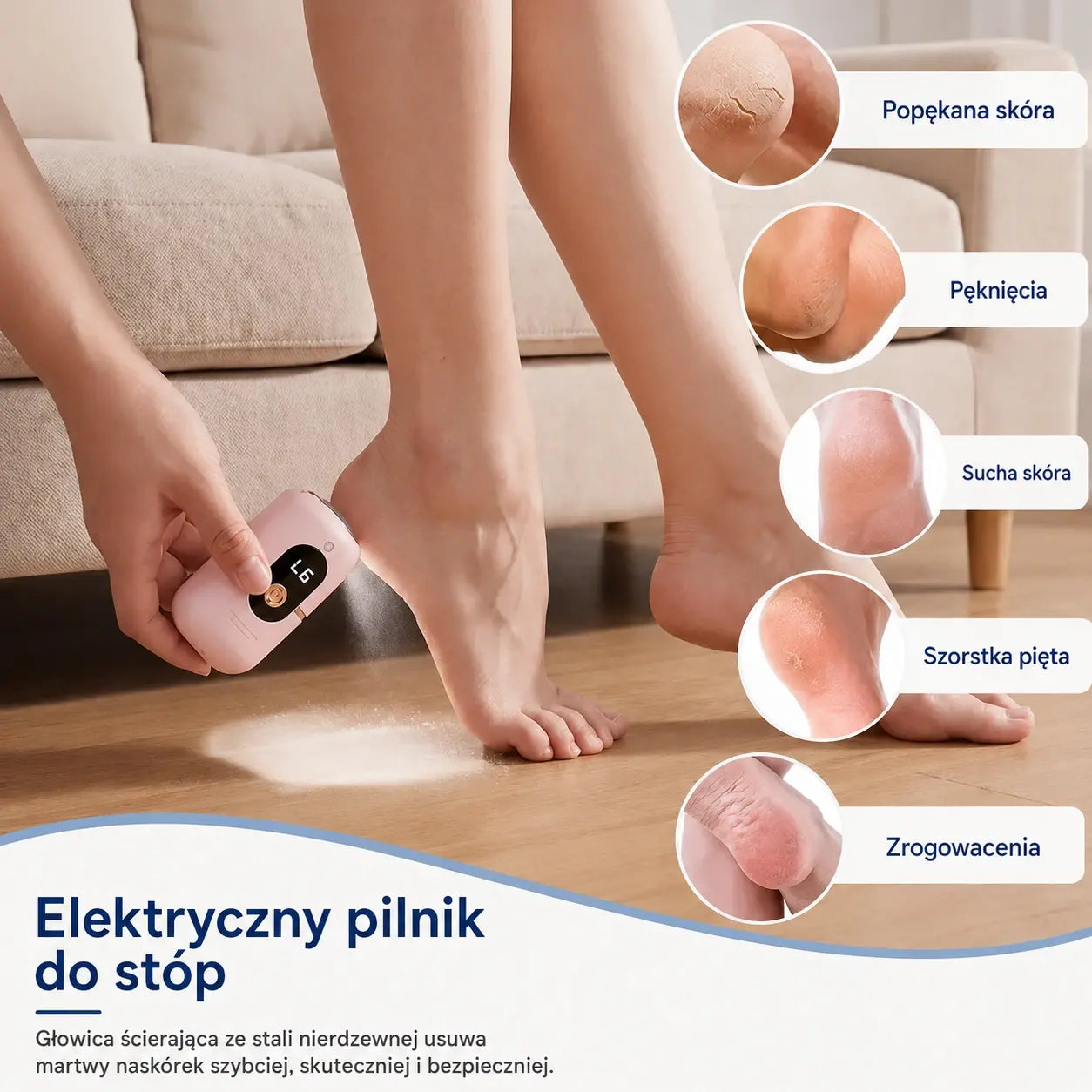 【Płatność przy odbiorze】Zestaw do pielęgnacji stóp: Elektryczny pilnik do pięt 5 w 1