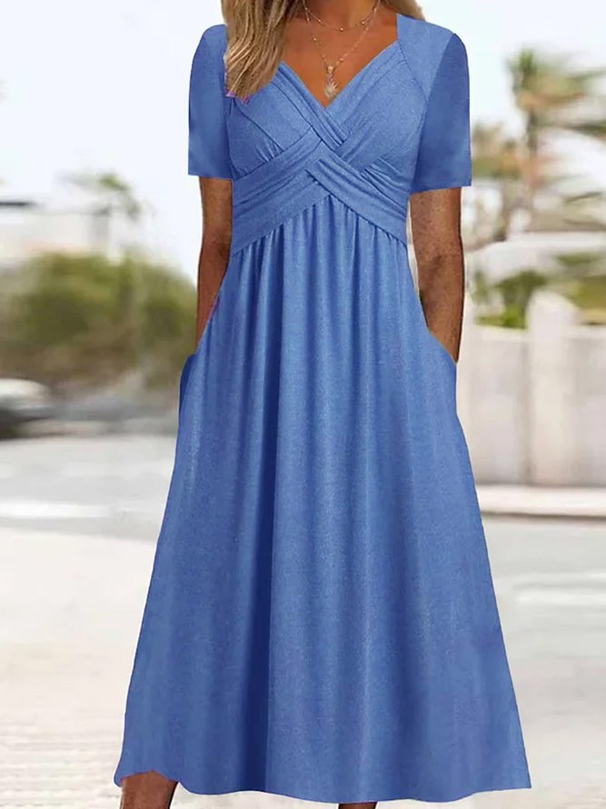 🔥💕🔥【S-3XL】2025 Rochii ocazionale de lungime medie la modă Pure Color
