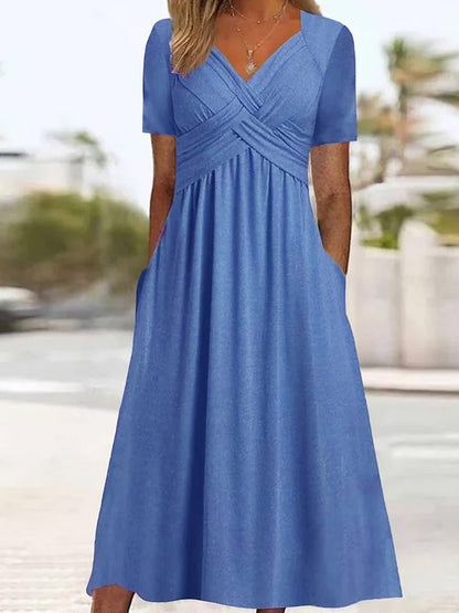 🔥💕🔥【S-3XL】2025 Rochii ocazionale de lungime medie la modă Pure Color