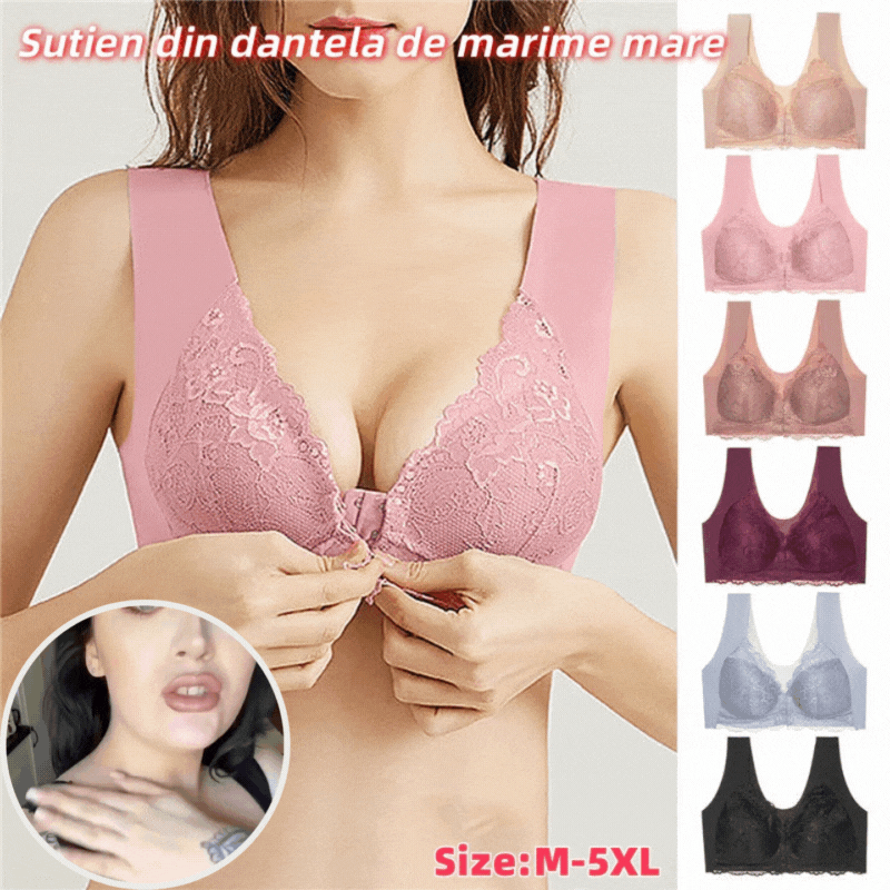 ✨🔥【Έκπτωση περιορισμένης διάρκειας】🔥【3 τεμάχια】 Μεγάλο μέγεθος με μπροστινό κούμπωμα, σέξι, χωρίς μπανέλα, σουτιέν με όμορφη πλάτη