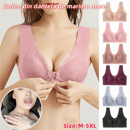 ✨🔥【Έκπτωση περιορισμένης διάρκειας】🔥【3 τεμάχια】 Μεγάλο μέγεθος με μπροστινό κούμπωμα, σέξι, χωρίς μπανέλα, σουτιέν με όμορφη πλάτη