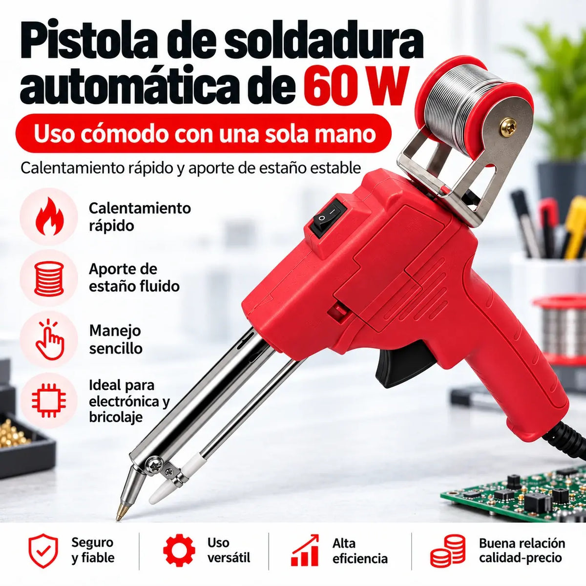 ⏳ Oferta especial por tiempo limitado ⌛ Soldador eléctrico de alto rendimiento 60W 🔥