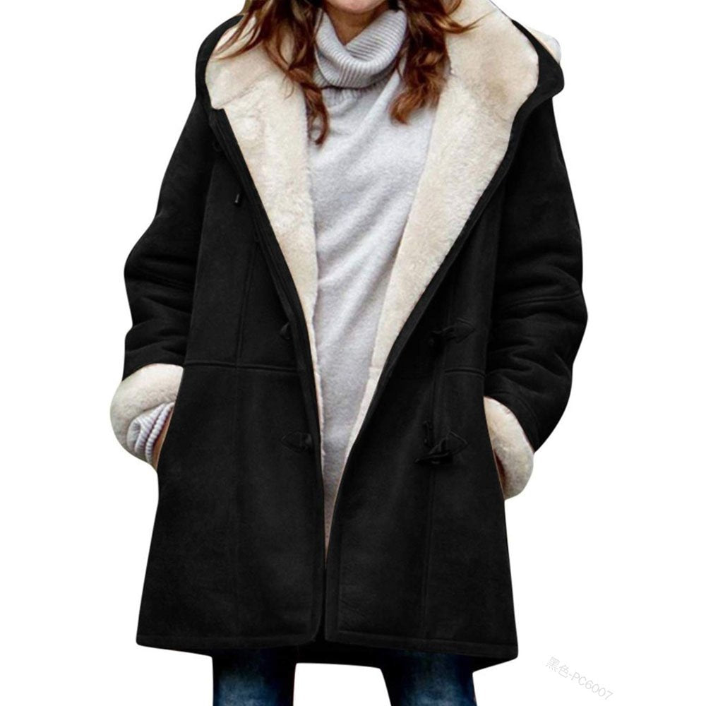 🔥⛄【Ograniczona zniżka 50%】✨【S-5XL】Nowa modna ciepła damska kurtka z kapturem i podszewką ze zamszu i polaru