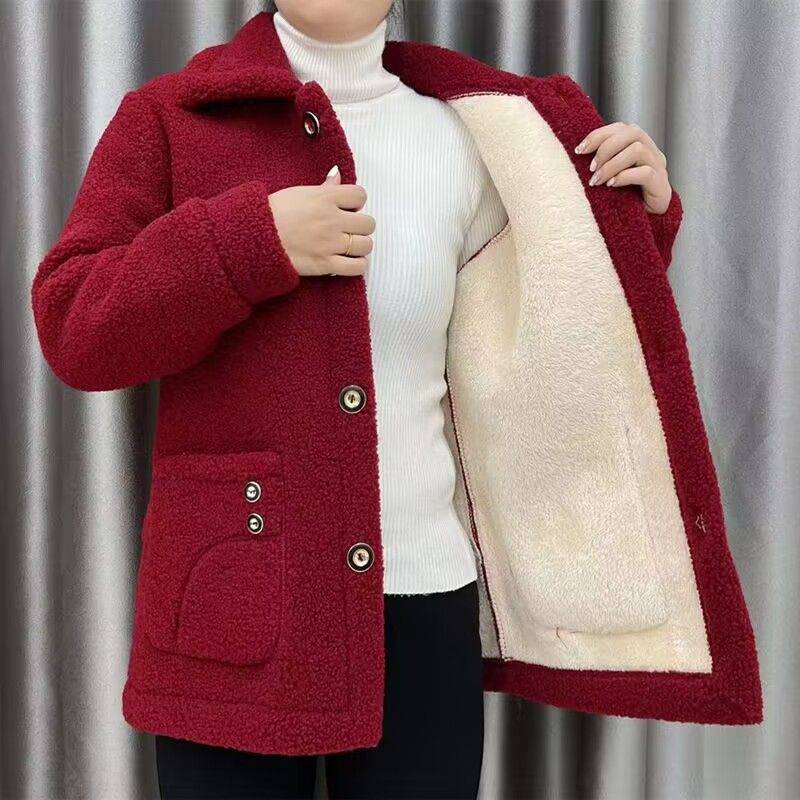 💥🔥☃️Chaqueta cálida para mujer 2025, nueva moda, terciopelo, imitación de lana de cordero gruesa.