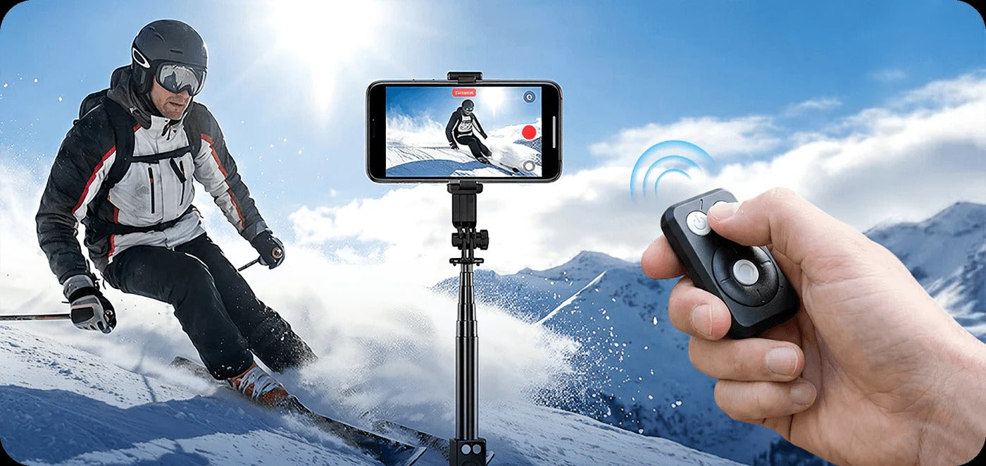 🔥🤳【1.7 м】✨Селфи стик, Bluetooth дистанционно управление, телескопичен статив за под