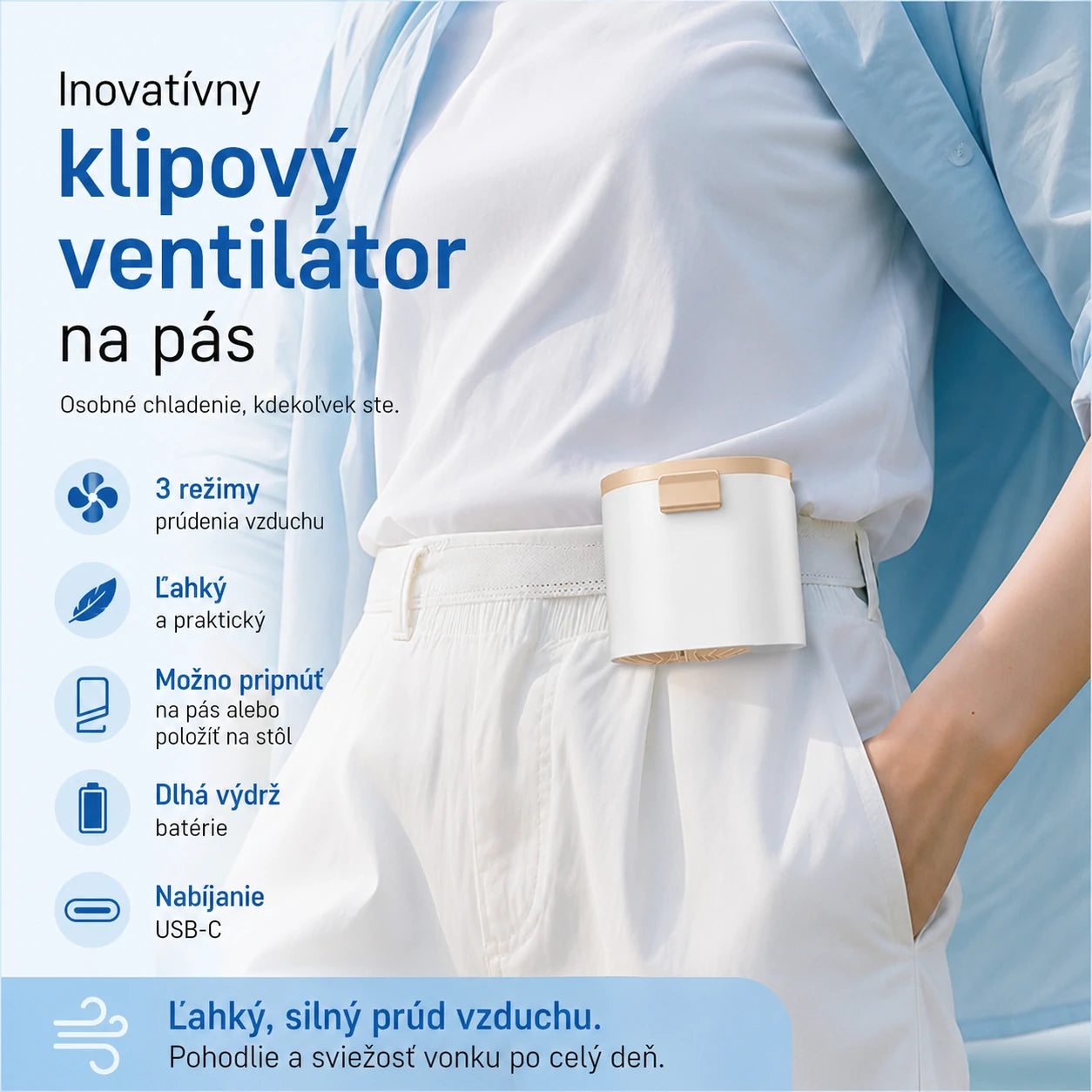 🔥【Kúpte 1 a získajte 1 zadarmo】🌀 Mini vysokorýchlostný ventilátor pripínateľný na opasok.