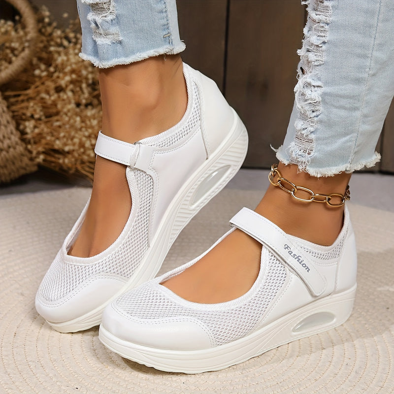 ✨【50% zniżki 🔥】【35-43】Damskie wygodne trampki z siateczką i grubą podeszwą-4362862