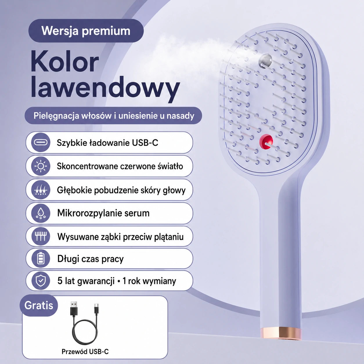 💖💨 Grzebień ze spryskiwaczem — jedno naciśnięcie pomaga rozczesać włosy i zapobiega ich plątaniu.