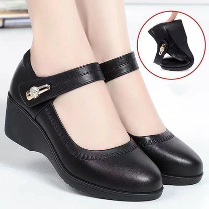 🏆Cumpărați 1, primiți 1 gratuit👡【35-41】Piele moale talpă moale toc pană anti-alunecare pantofi din piele pentru mamă