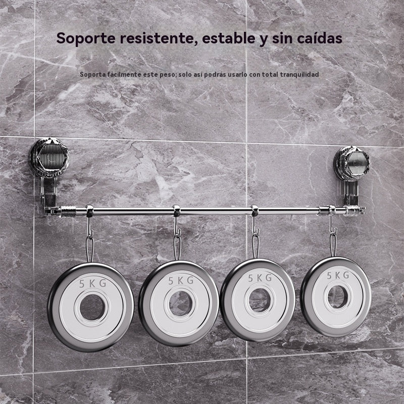 🚿✨【¡Compra 1 y llévate otro gratis】 Barra de toalla con ventosa ajustable: no requiere perforar, no daña y tiene un agarre cómodo.