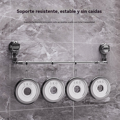 🚿✨【¡Compra 1 y llévate otro gratis】 Barra de toalla con ventosa ajustable: no requiere perforar, no daña y tiene un agarre cómodo.