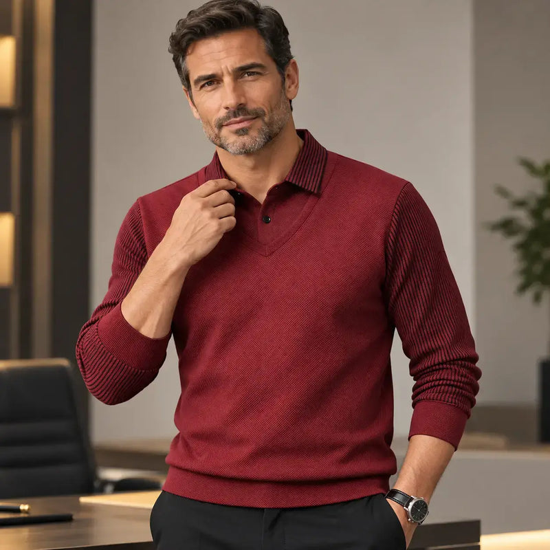 Polo majica dvodijelnog izgleda s prugama u stilu imitacije patchworka