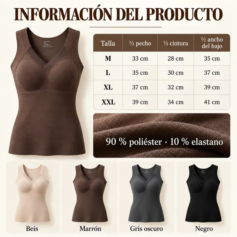 ♥☃【2 unidades】Chaleco térmico de mujer con forro afelpado para otoño/invierno 2026, con grafeno y efecto autocalentable. Cómodo y moldeador.