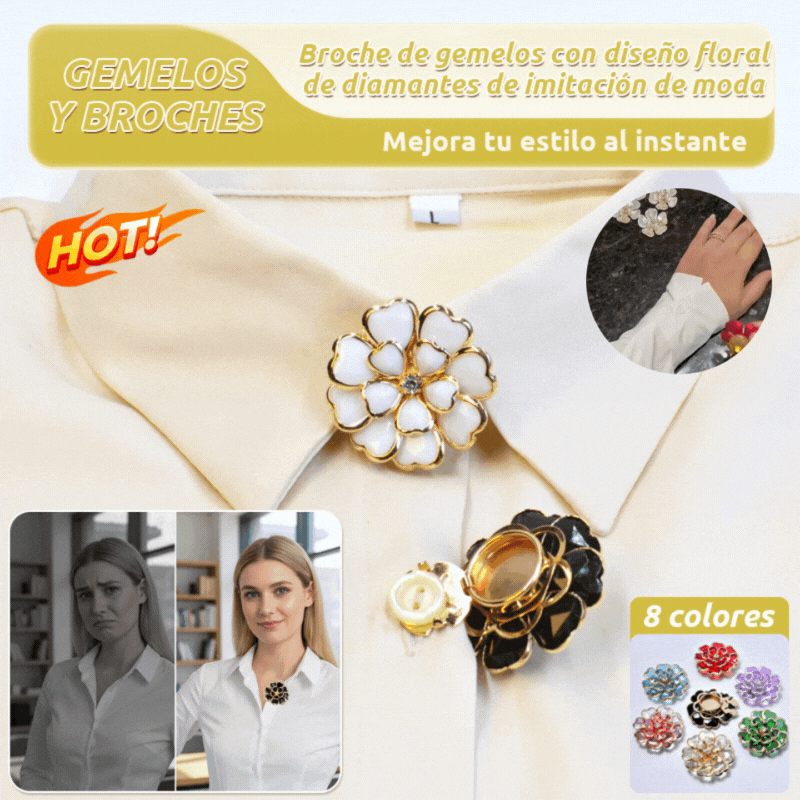 💎🌺Botones de camisa con decoración de esmalte, adornos de diamantes de imitación de bronce antiguo, cubrebotones, broches y gemelos.