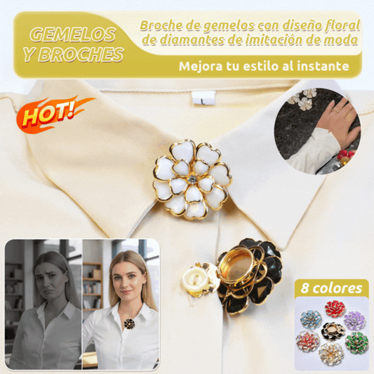 💎🌺Botones de camisa con decoración de esmalte, adornos de diamantes de imitación de bronce antiguo, cubrebotones, broches y gemelos.