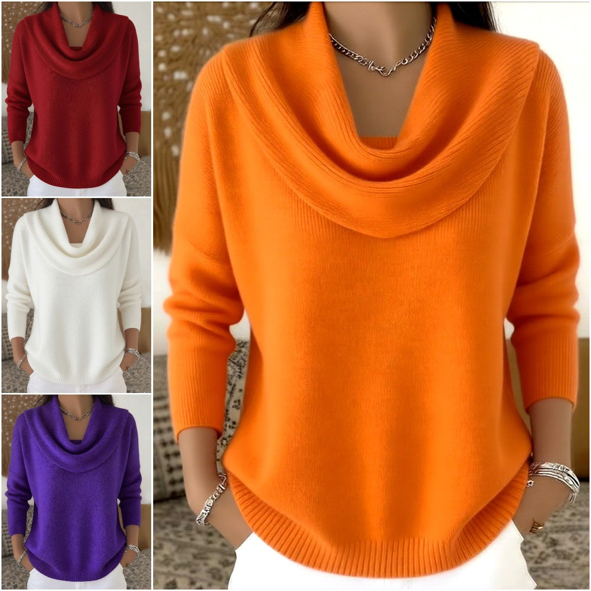 🔥🎀【S-3XL】Nowy sweter z długim rękawem w jednolitym kolorze na jesień/zimę 2025.