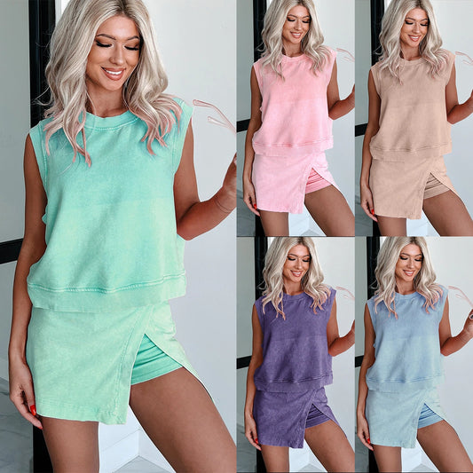 【Płatność przy odbiorze】Letni komplet bawełniany: T-shirt + szorty 3/4