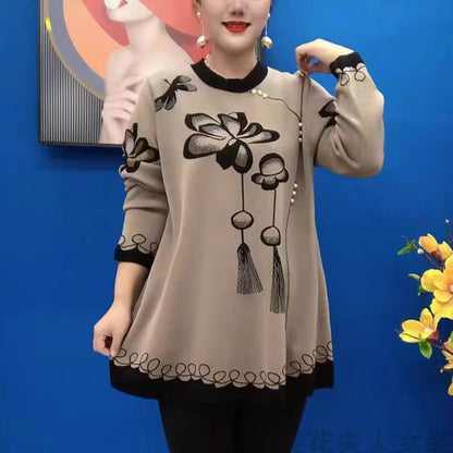 🍁🍂【M-5XL】Nový jesenný módny pletený top s potlačou 2025