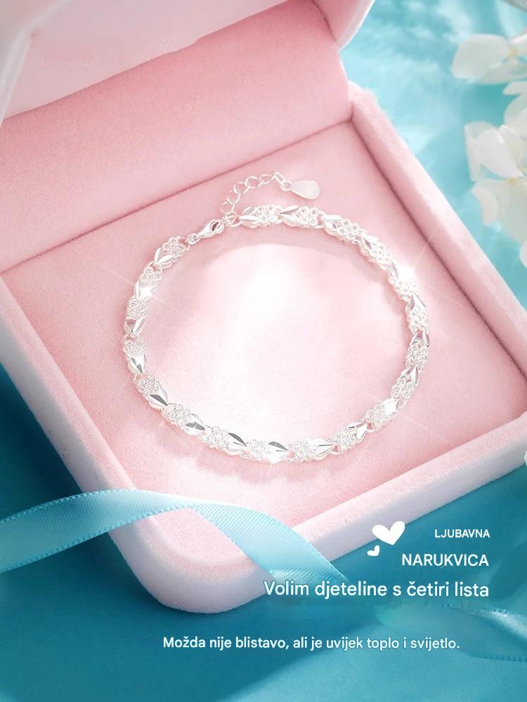 💖🍀 Ženska narukvica od 925 srebra s djetelinom s četiri lista ✨ 50% popusta