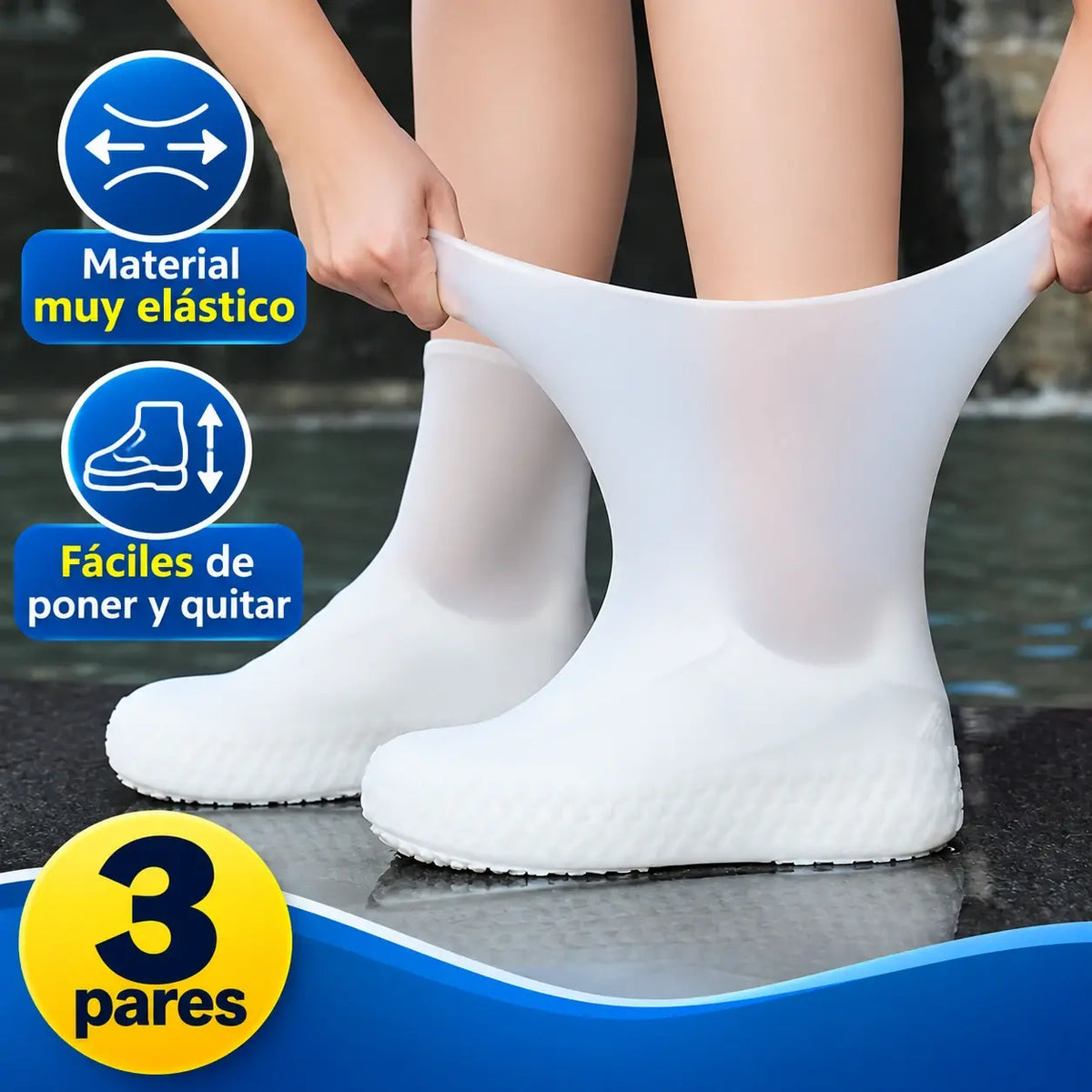🥾💦Pack de 3 pares de cubrezapatos de goma resistentes | Protección contra agua y barro