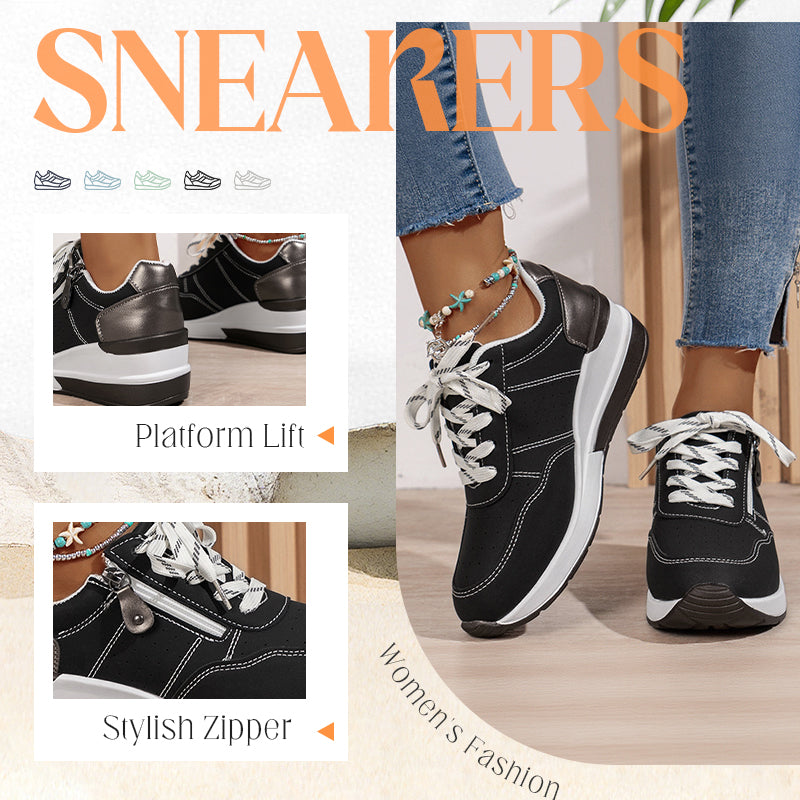 🔥 ¡Último día! 50% de DESCUENTO – Zapatillas modernas y cómodas con cremallera lateral y suela gruesa para mujer.
