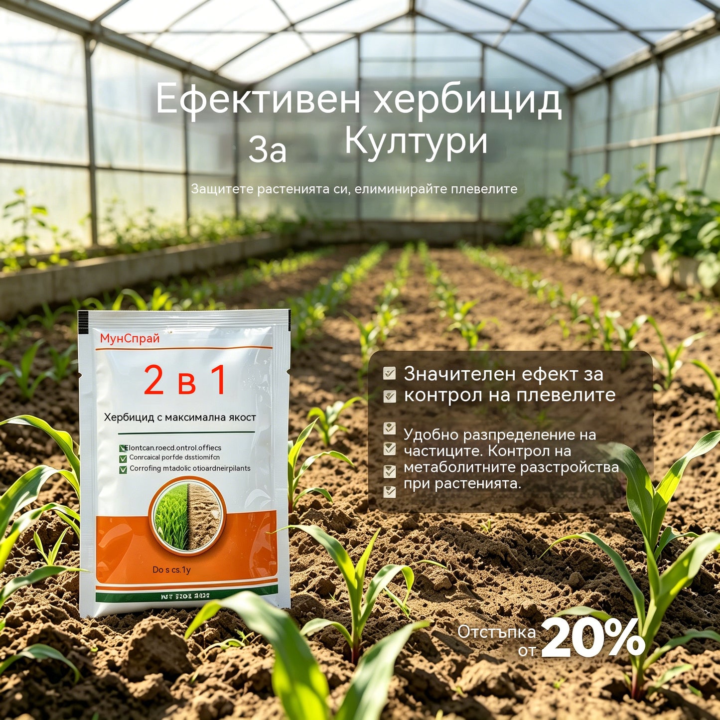 🌿🌿【3 торбички】🔥 2 в 1 високоефективен хербицид | Действа след 6 часа, елиминира устойчиви на глифозат плевели