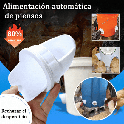 🐓【Puncher + 10 Comederos】Comedero automático para pollos, patos y gansos