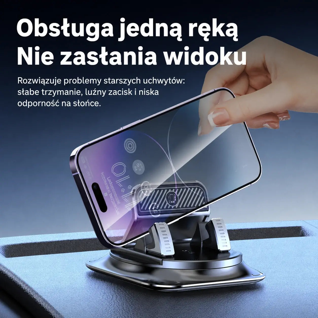 🚗 Uchwyt samochodowy 2 w 1 na telefon, obrotowy 360° i antypoślizgowy