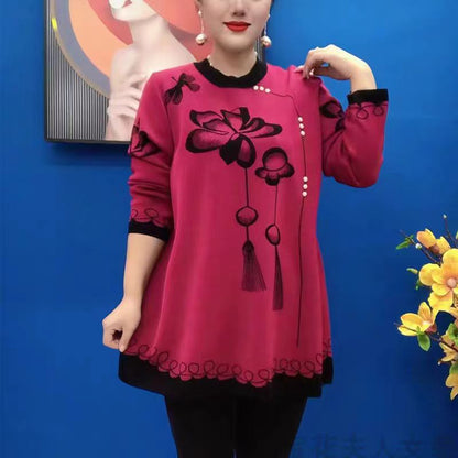 🍁🍂【M-5XL】Nový jesenný módny pletený top s potlačou 2025