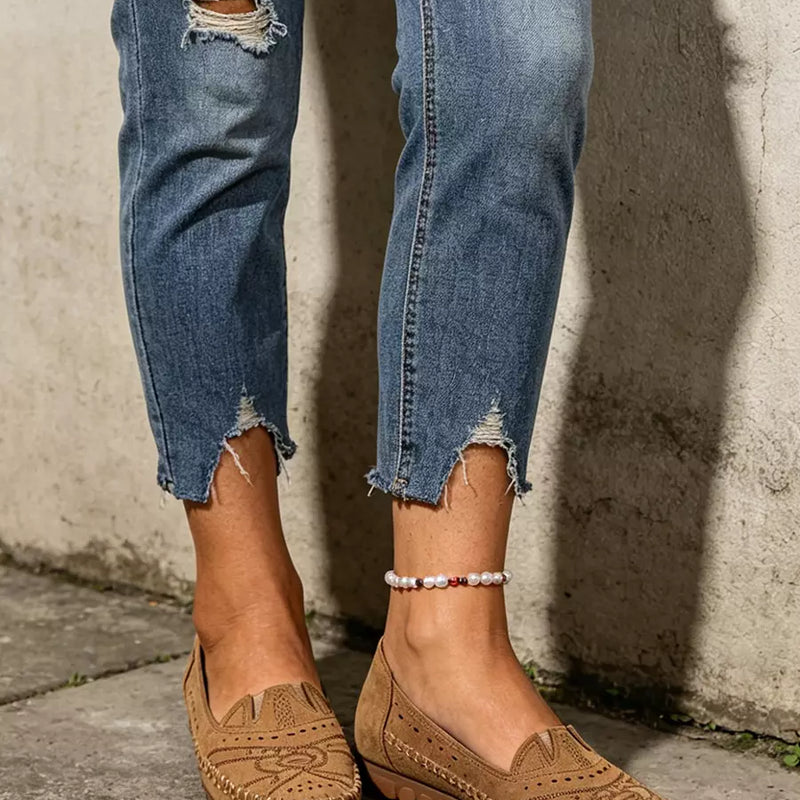 😍【36-43】Perforowane baleriny w stylu retro | Miękka podeszwa, codzienny komfort | Wsuwane, duże rozmiary