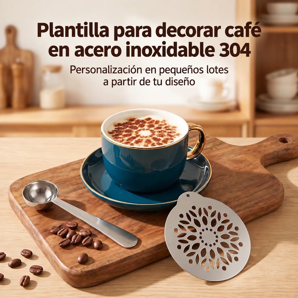☕ Plantillas de acero inoxidable 304 para decorar café y latte art