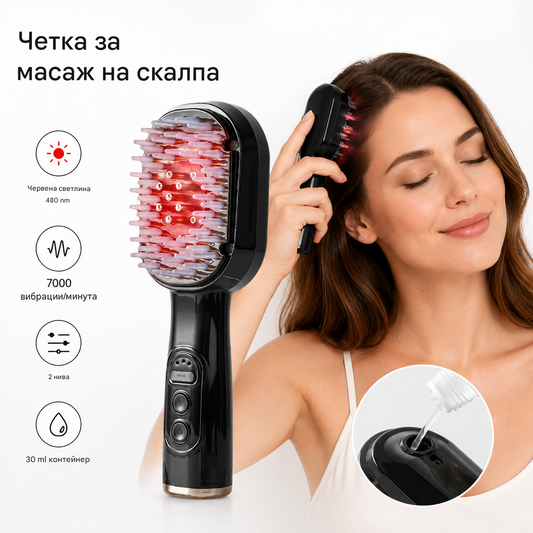 💆‍♀️Гребен за масаж на скалпа, многофункционален апликатор за етерични масла и устройство за растеж на косата