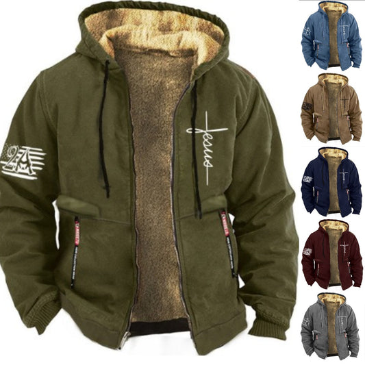 🔥🔥【S-3XL】Мъжко модно есенно-зимно удебелено кадифено ежедневно яке