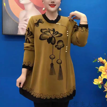 🍁🍂【M-5XL】Nový jesenný módny pletený top s potlačou 2025