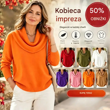 🔥【S-3XL】2026 Jesień/Zima Nowy, jednolity kolor, sweter z długim rękawem. Elegancki dekolt.