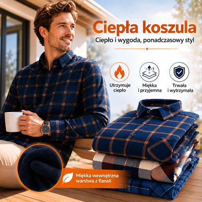 【Rozmiary L–5XL】Nowa męska koszula ocieplana polarem po obu stronach na jesień i zimę – modna i uniwersalna.