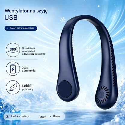 Wentylator na szyję z funkcją chłodzenia – wyjątkowo cichy, przenośny i obracany o 360° – idealny na lato