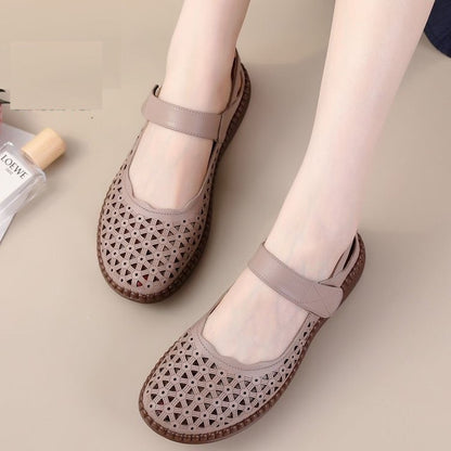 💟🥿【35-40】💖2026 nove ženske sandale od prave kože, ravne cipele, šuplje i prozračne, moderan dizajn