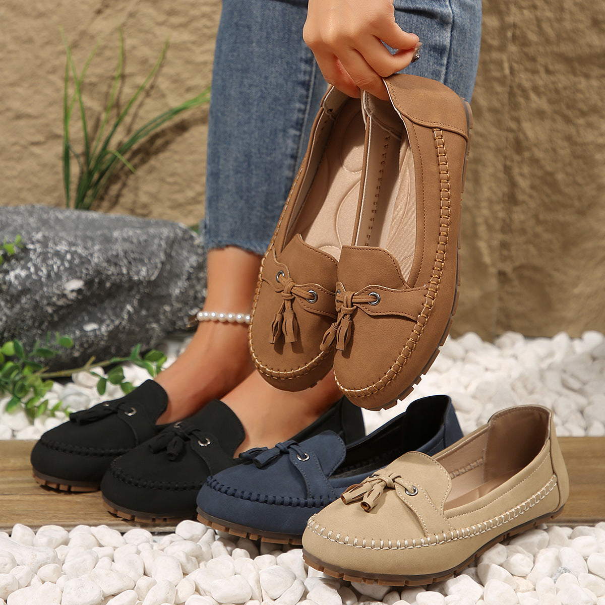 ✨50% отстъпка✨【36-43】 Дамски ортопедични обувки от естествена кожа, леки, с неплъзгаща се подметка, дишащи и удобни.
